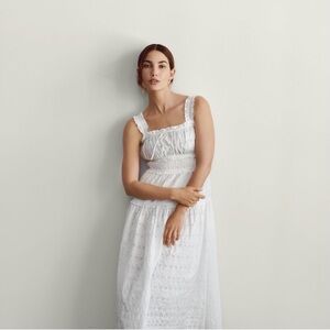 GAP x Dôen White Eyelet Smocked Dress Size L
